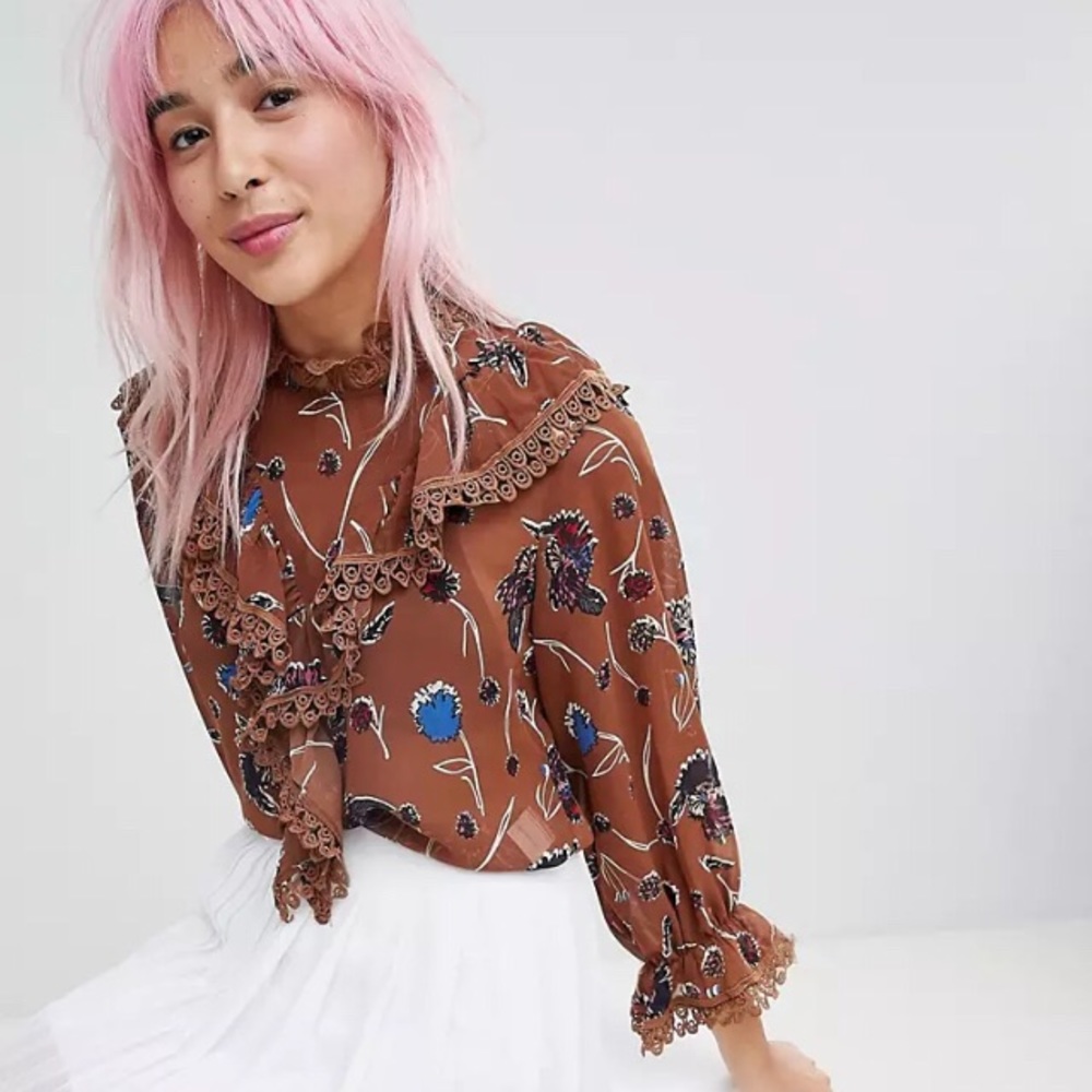 Cottagecore Amy Lynn high neck floral printed blouse from ASOS